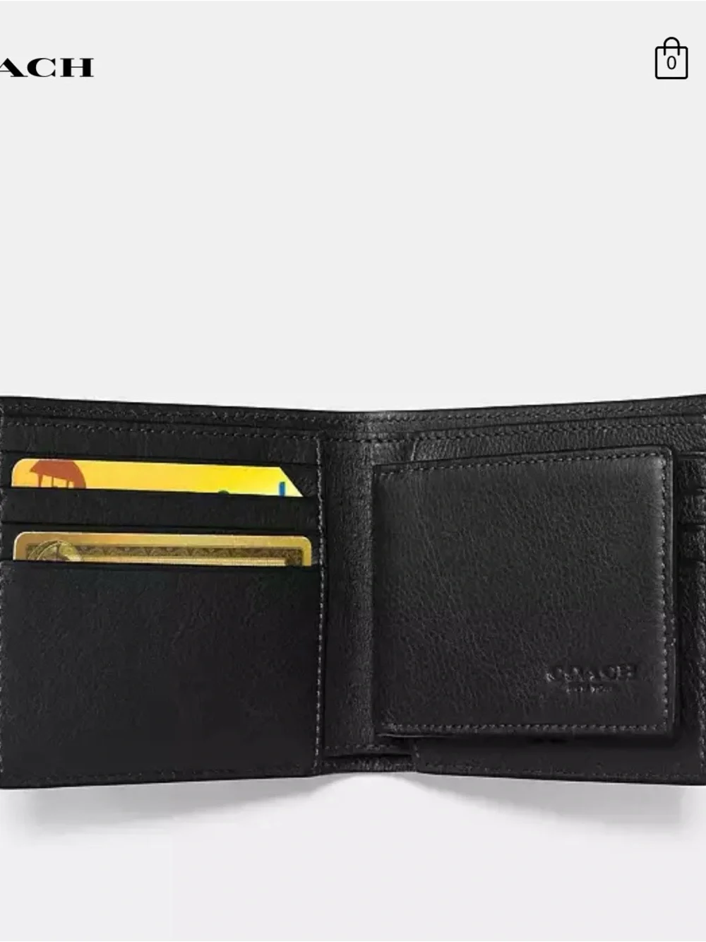Coach Black Pebbled Leather Bi-Fold Wallet